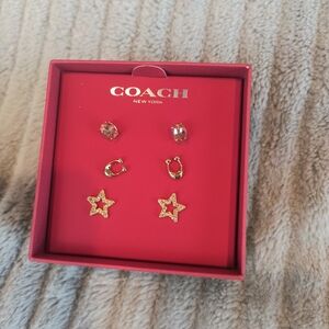 Coach Gold and Pink Earring Set